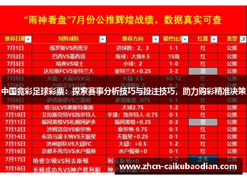 中国竞彩足球彩票：探索赛事分析技巧与投注技巧，助力购彩精准决策